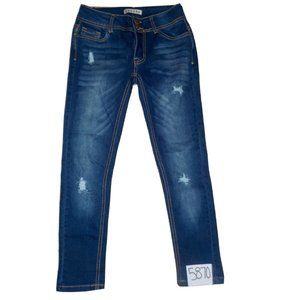 Encore Destroyed Stretchy Dark Blue Denim Ankle Jeans Jr Womens (27x25)